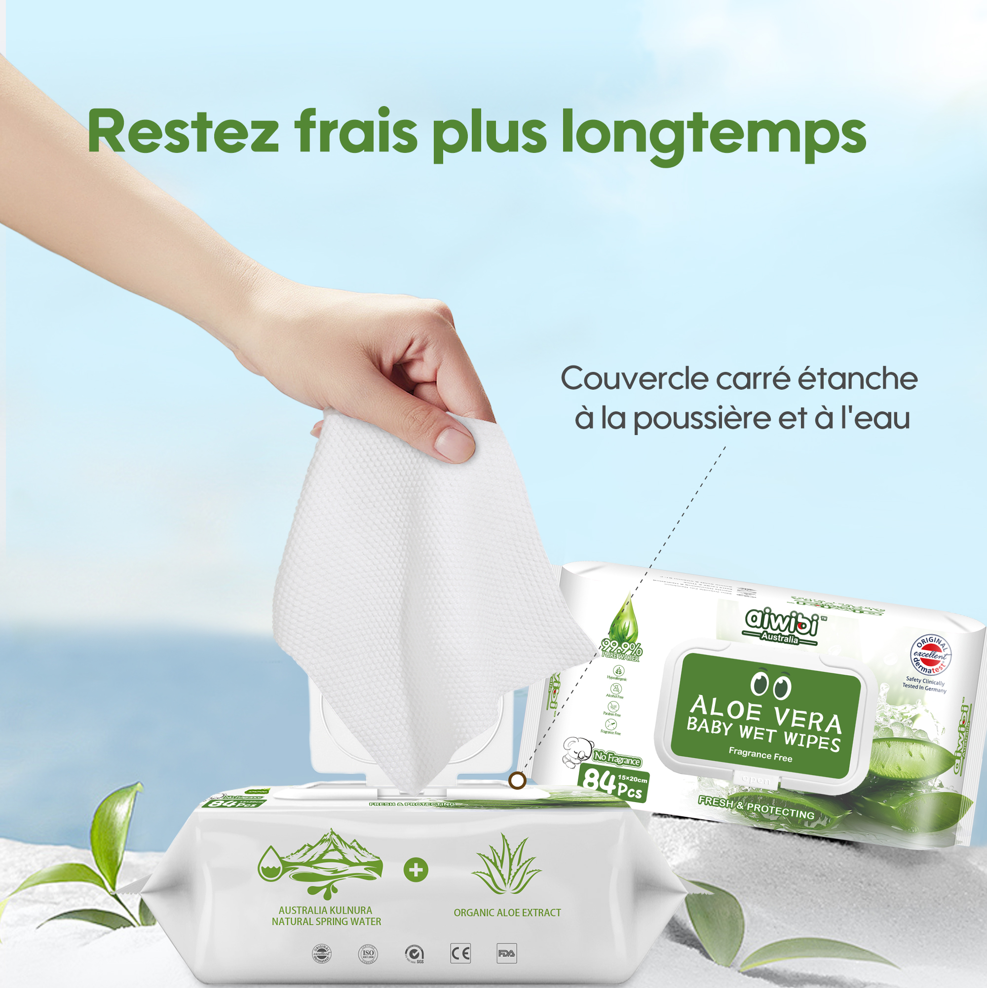 Lingettes fraîches pour bébé (84 lingettes）