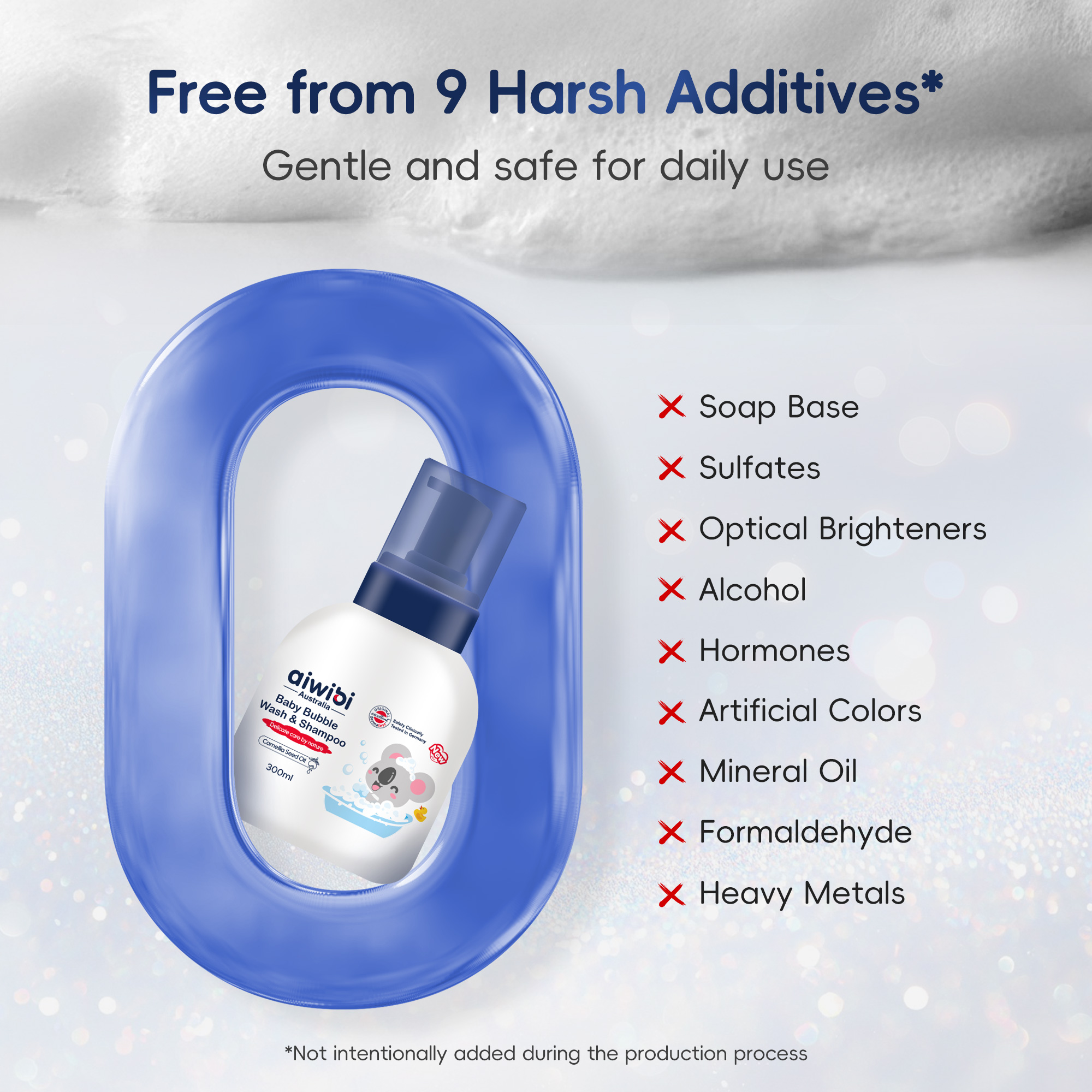 Mousse de douche et shampoing pour bébé (300ml)